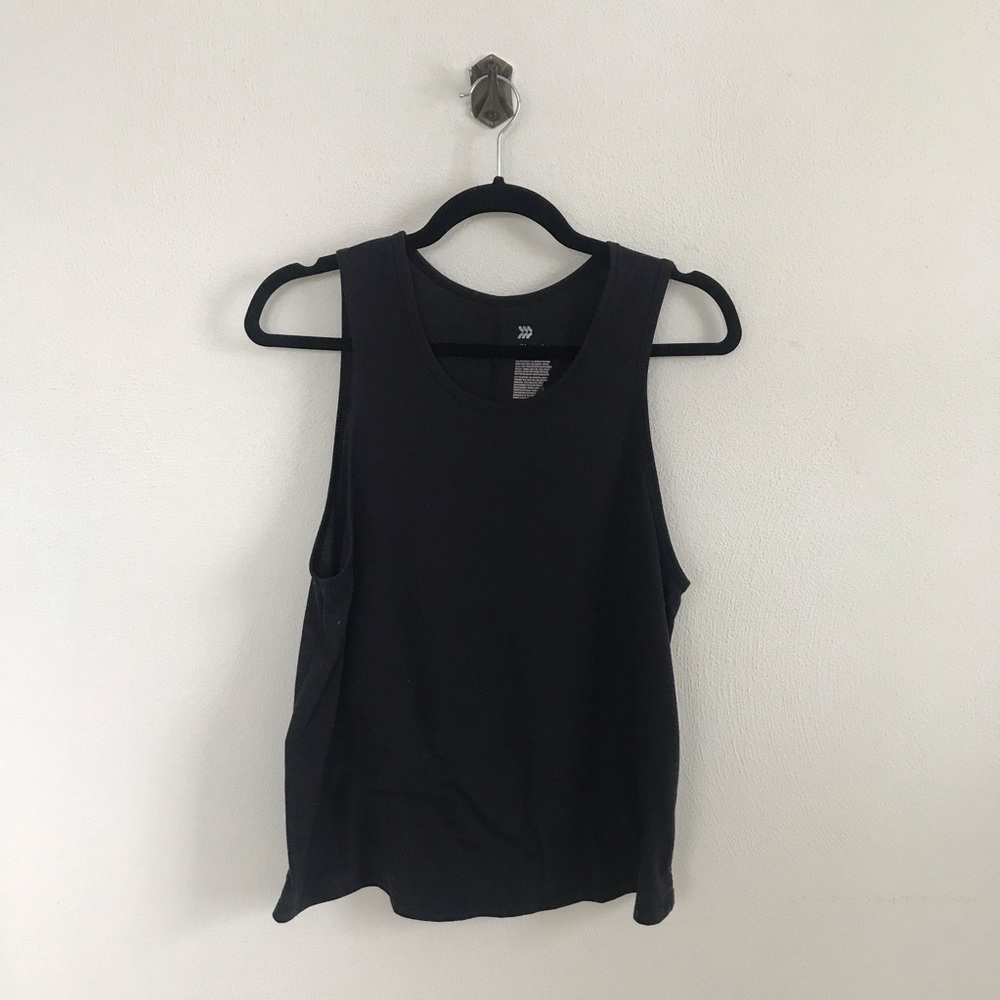 Small Black Activewear Workout Tank Top Muscle Tee